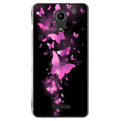 Coque Souple Pour Wiko Tommy 2 Avec Impression Motifs Papillons Fushias