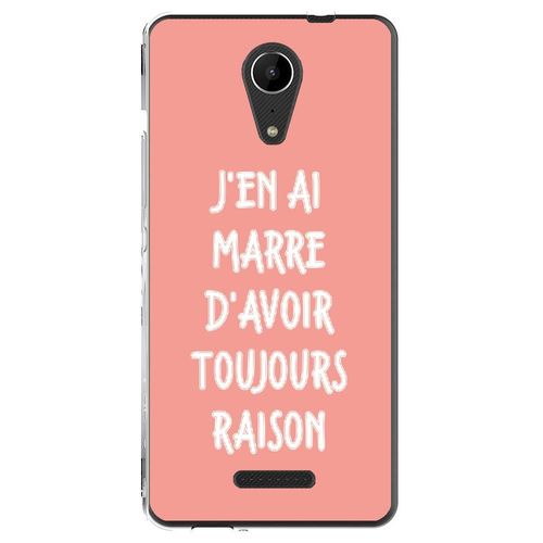 Coque Souple Pour Wiko Tommy 2 Avec Impression Motifs Marre D'avoir Raison Rose
