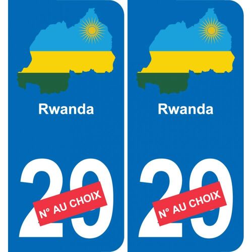 Rwanda Carte Drapeau Autocollant Sticker Plaque Immatriculation Auto Voiture Département - Arrondis
