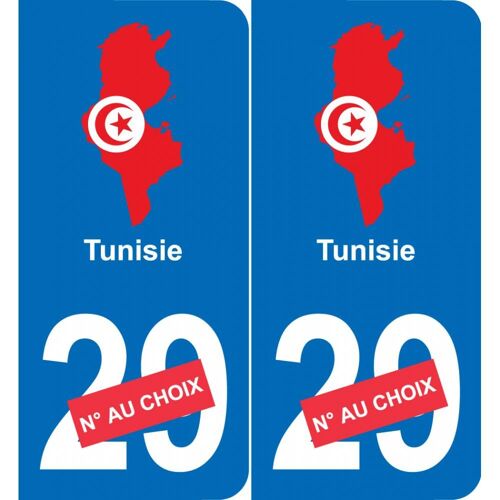 Tunisie Carte Drapeau Autocollant Sticker Plaque Immatriculation Auto Voiture Département - Arrondis