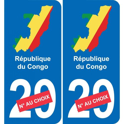 Congo Carte Drapeau Autocollant Sticker Plaque Immatriculation Auto Voiture Département - Arrondis