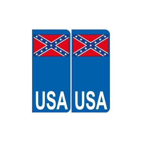 Usa Drapeau Sud Sticker Autocollant Plaque Immatriculation Auto - Arrondis