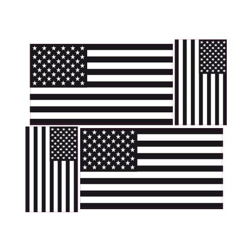 Autocollant Drapeau Usa États-Unis Amérique Sticker Flag - 4 Stickers Noir Blanc Logo 63