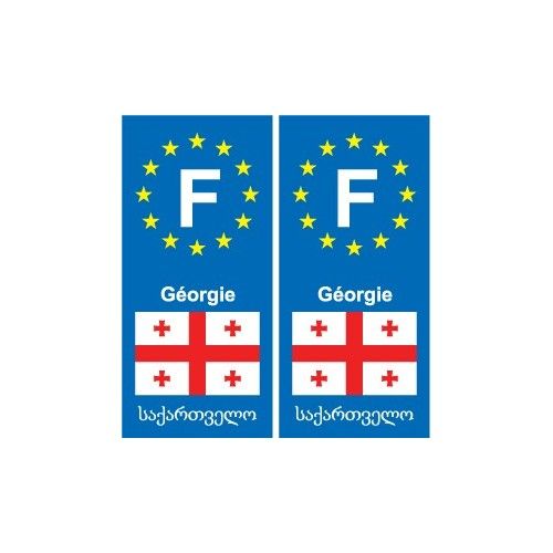 F Europe Géorgie Georgia 2 Autocollant Plaque - Droits