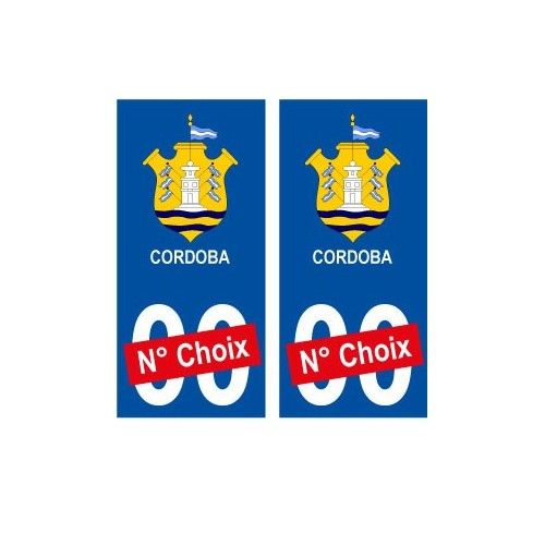 Cordoba Ville Sticker Numéro Au Choix Autocollant Blason Argentine City - Droits