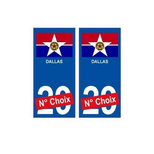 Dallas Ville Sticker Numéro Au Choix Autocollant Drapeau Usa City - Arrondis