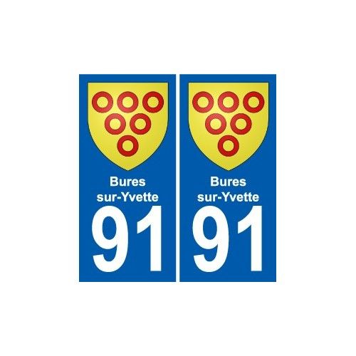 91 Bures-Sur-Yvette Blason Autocollant Plaque Stickers Ville - Droits