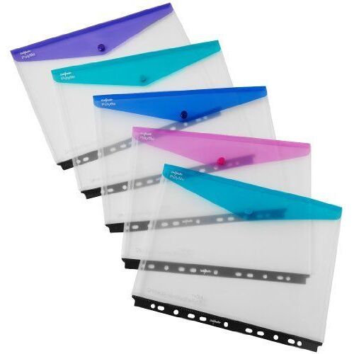Snopake 15694 Polyfile Lot De 5 Pochettes Plastifiées Pour Classeurs À Anneaux Couleurs Electra Format A4 Paysage