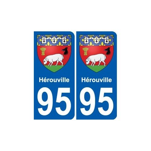 95 Hérouville Blason Autocollant Plaque Stickers Ville - Arrondis