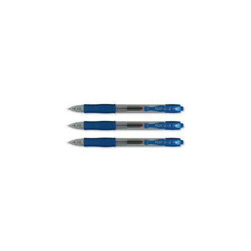 Pilot - G2 - Stylo À Bille - Pointe Fine Rétractable - Encre Gel Bleue - Corps Plastique Avec Grip Caoutchouc - Lot De 12