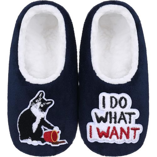 Tianyi-Chaussons Chaussettes Pour Femmes Avec Motif De Chat Hiver Chaud Amusantes Mignon Chaussons Antidérapant Sherpa Doublure Chaussettes Cadeau Pantoufles