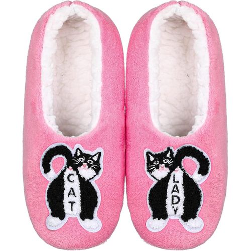 Tianyi-Chaussons Chaussettes Pour Femmes Avec Motif De Chat Hiver Chaud Amusantes Mignon Chaussons Antidérapant Sherpa Doublure Chaussettes Cadeau Pantoufles