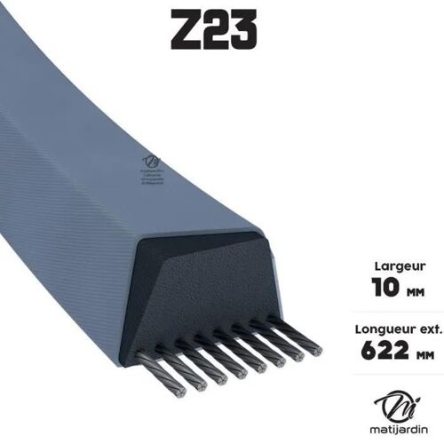 Courroie tondeuse Z23 Trapézoïdale - 10 mm x 622 mm