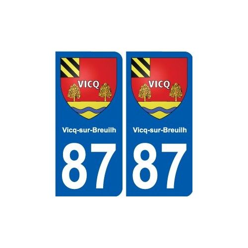 87 Vicq-Sur-Breuilh Blason Autocollant Plaque Stickers Ville - Arrondis