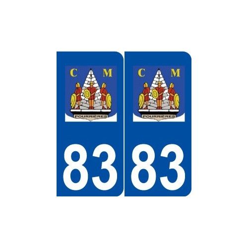 83 Pourrières Logo Autocollant Plaque Stickers Ville - Arrondis