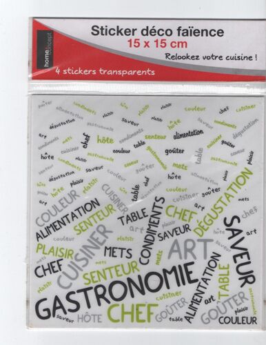 POCHETTE DE 4 STICKERS CARRELAGE MURAL DECO FAIENCE
