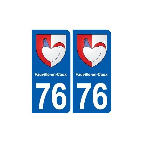 76 Fauville-En-Caux Blason Autocollant Plaque Stickers Ville - Arrondis
