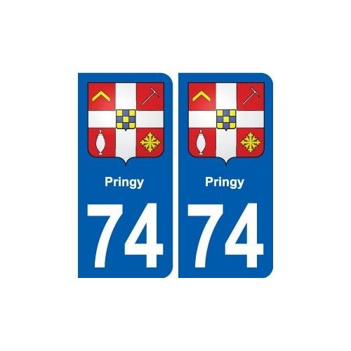 74 Pringy Blason Autocollant Plaque Stickers Ville - Arrondis