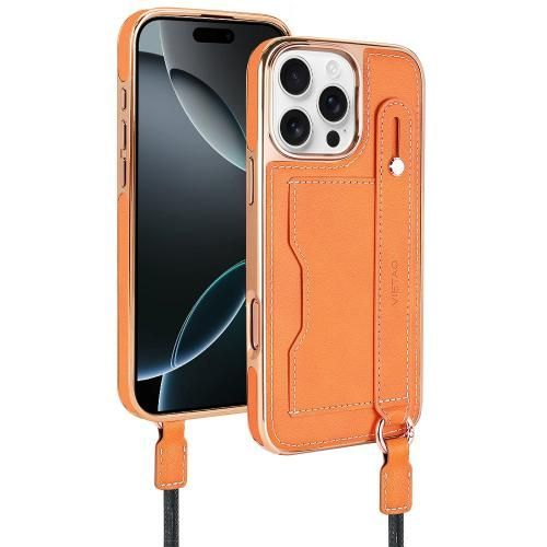 Étui Vietao Pour Iphone 16 Plus Avec Fente Pour Carte Et Cordon - Orange