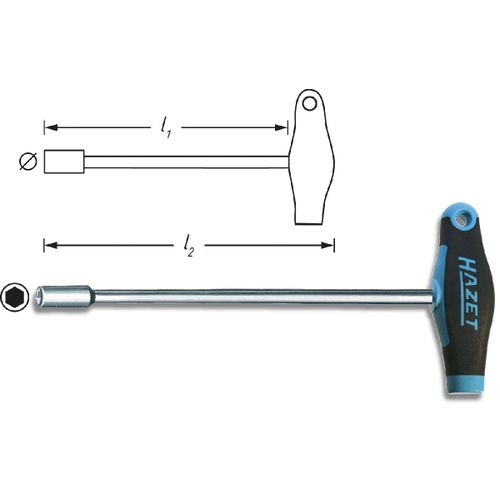 Hazet Clé à douille - Profil à 6 pans extérieurs - Taille: 8 - Longueur totale: 384 mm - 428LG-8