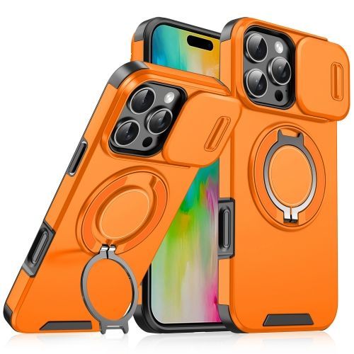 Coque Sliding Camshield Ring Holder Pour Iphone 16 Plus (Orange)