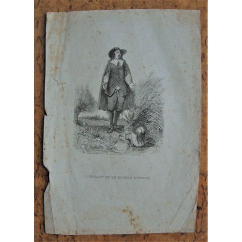 Granville Gravure 19° L'enfant Et Le Maitre D'ecole Illustration Fable De La Fontaine