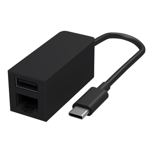 Microsoft Surface USB-C to Ethernet and USB Adapter - Adaptateur USB / réseau - USB-C 3.1 - Gigabit Ethernet x 1 + USB 3.1 x 1 - noir