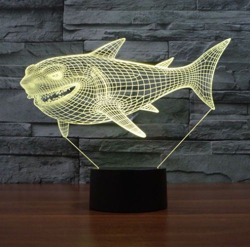 Veilleuses Led 3d Tactiles En Forme De Requin, 7 Couleurs, Usb, Pour Bar, Boutique, Chambre À Coucher, Lampe De Table, Cadeau Pour Enfants