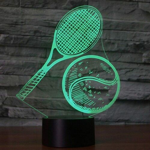 Lampe De Nuit Tactile 3d Motif Sport Tennis, Recharge Usb, 7 Couleurs Changeantes Automatiquement, Luminaire Décoratif, Idéal Pour Un Bureau, Un Bar, Une Chambre À Coucher Ou Comme Cadeau