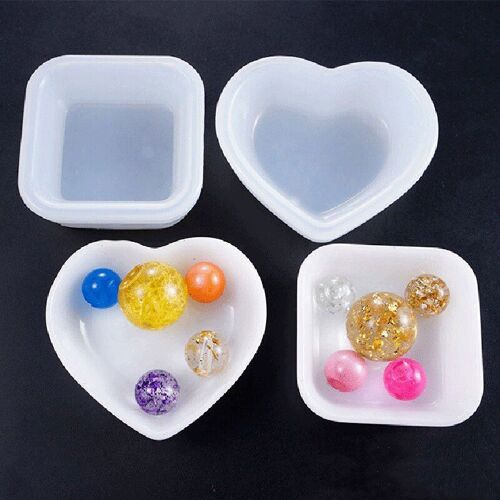 Boîte à bijoux en Silicone, moules en résine époxy en forme de coeur/carré, moulage de moulage, bricolage à la maison, boîte de rangement de bijoux, moules de fabrication