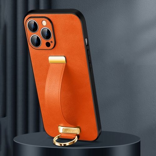 Étui Sulada Tide Cool Series Pour Iphone 16 Plus - Pc + Texture Cuir Orange