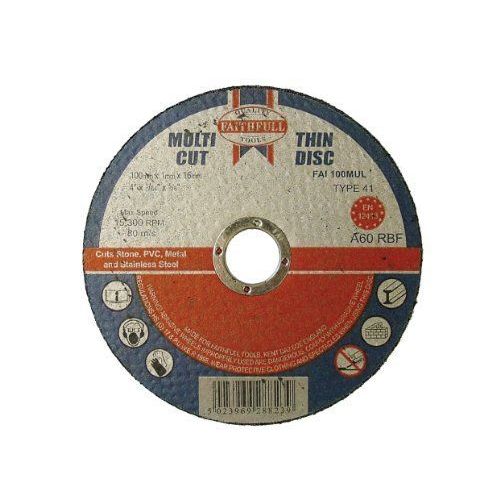 Faithfull Lot de 10 disques à tronçonner fins multi-matériaux 100 x 1 x 16mm