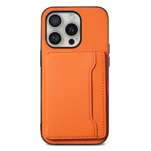 Coque Complète Pour Iphone 16 Plus Avec Motif De Sac À Cartes En Cuir Orange