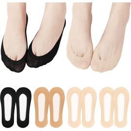 Tianyi-Chaussettes Invisibles Femme, 4 Paires Antidérapant Respirant Pour Talons Hauts, De Bateau, Baskets, Chaussures Lefo