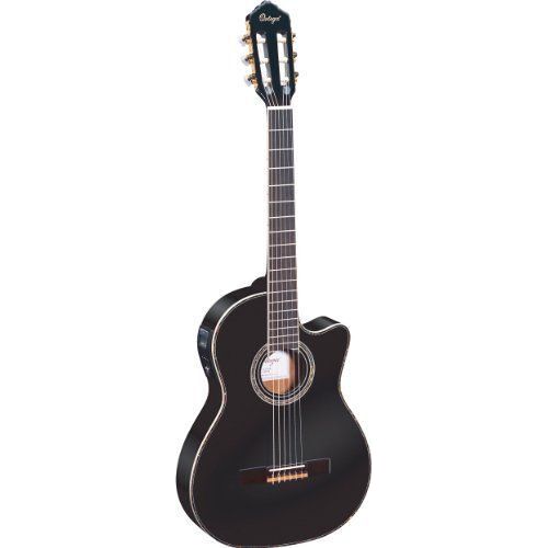 Ortega Rce145bk Guitare De Concert Avec Housse Egalisateur Plus Tuner Ligne Étroite Table Épicéa Massive Noir