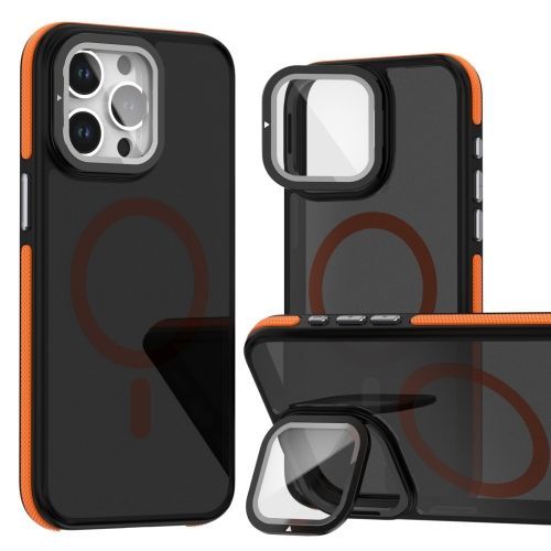 Étui Bicolore Pour Iphone 16 Plus Avec Support Pliable Et Film Tactile Magsafe (Orange)