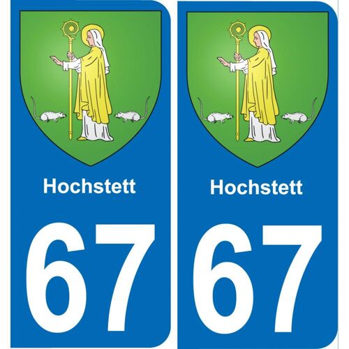 67 Hochstett Autocollant Sticker Plaque Immatriculation Auto Ville - Arrondis