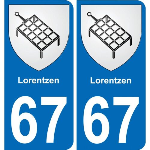 67 Lorentzen Autocollant Sticker Plaque Immatriculation Auto Ville - Arrondis