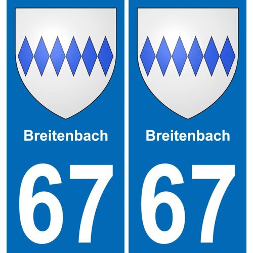 67 Breitenbach Autocollant Sticker Plaque Immatriculation Auto Ville - Droits