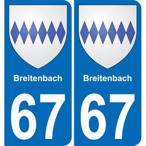 67 Breitenbach Autocollant Sticker Plaque Immatriculation Auto Ville - Arrondis