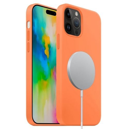 Coque Magsafe Silicone Liquide Complète Pour Iphone 16 Plus - Orange