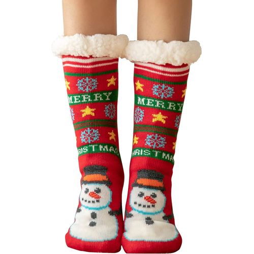 Tianyi-Chaussettes Chaussons Femme Hiver Chaud Antidérapantes Thermique Pantoufles Chaussettes, Femme Noël Épais Chaussettes À La Maison,Taille 36-41