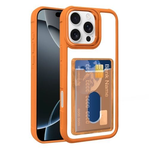 Étui Hybride En Tpu Acrylique Pour Iphone 16 Plus - Sac De Carte Électrolytique (Orange)