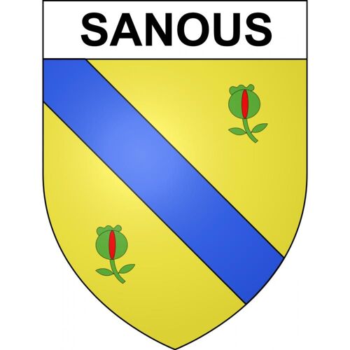 Sanous 65 Ville Sticker Blason Écusson Autocollant Adhésif - 12 Cm