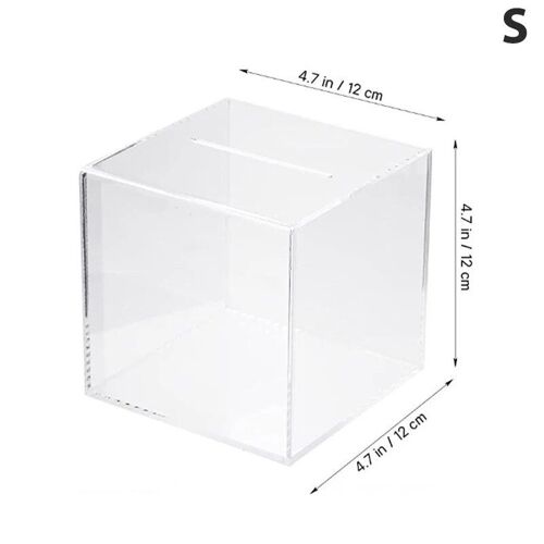 S - Tirelire Transparente en Acrylique Durable, Boîte de Rangement pour Pièces de Monnaie et Billets