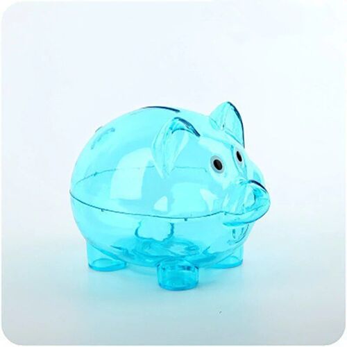 Bleu - Tirelire Transparente et Créative pour Enfant, Interrupteur Pot d'Épargne en Forme de Cochon Coloré de Dessin Animé, Jouet Anti-Chute, Cadeau d'Anniversaire