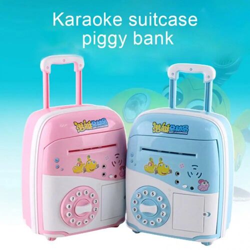 Rose - Valise de lecteur de karaoké portable pour enfants, tirelire, étui à roulettes, microphone, jouet pour enfants, cadeaux d'anniversaire