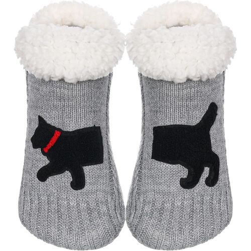 Tianyi-Chat Chausson Chaussette Femmes Antidérapant Hiver Chaud Tricot Pantoufles Doux Drôle Maison Mignon Noël Chaussettes Idées Cadeaux