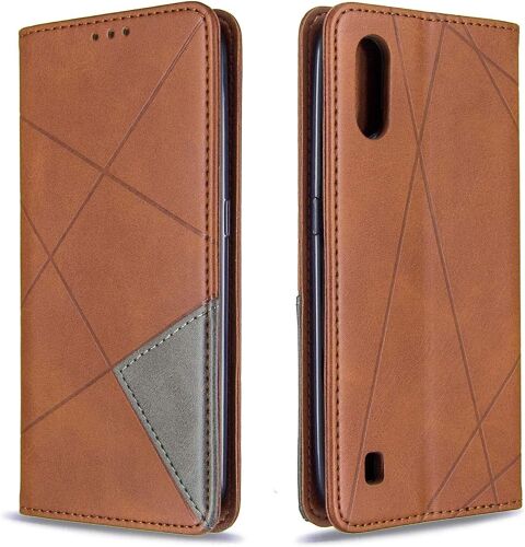 Coque pour Samsung Galaxy A01, Housse Portefeuille en avec Slim TPU Bumper Flip Case, Porte Cartes avec Fonction Support Cover (Brun)