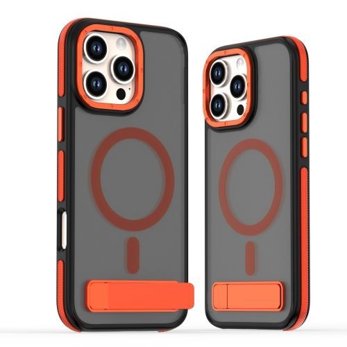 Étui Magsafe Bicolore Avec Support Pour Iphone 16 Plus (Orange)